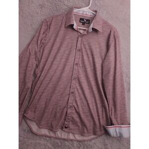 Butter Cloth Shirt Mens Large Performance Stretch Maroon Flip Cuff Knit Preppy L